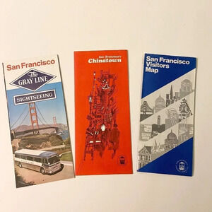 Vintage 1970s San Francisco Gray Line Chinatown Visitors Map Brochures Pamphlets